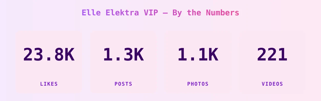 Elle Elektra VIP — content metrics