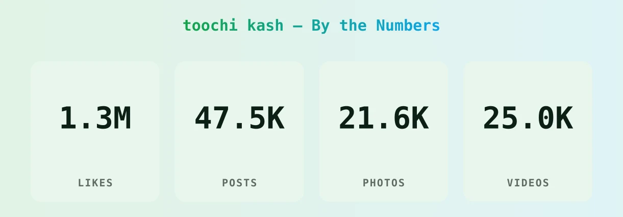 toochi kash — content metrics