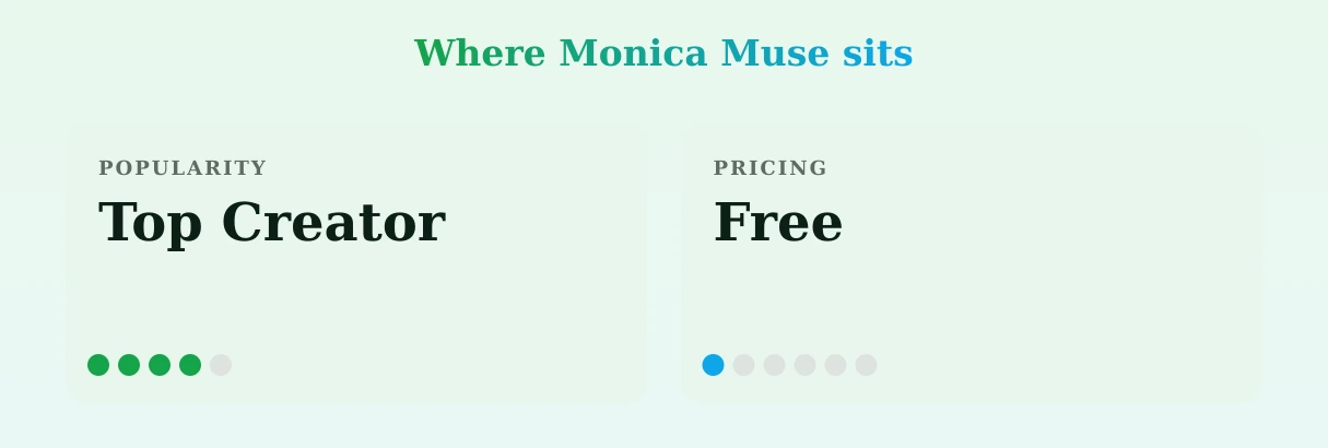Monica Muse — popularity and pricing tiers
