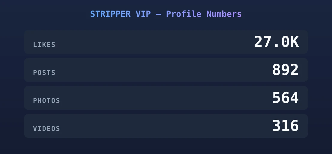 STRIPPER VIP — content metrics