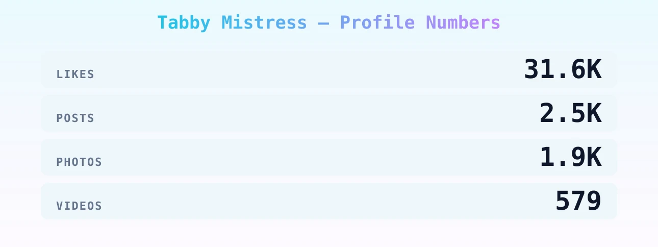Tabby Mistress — content metrics