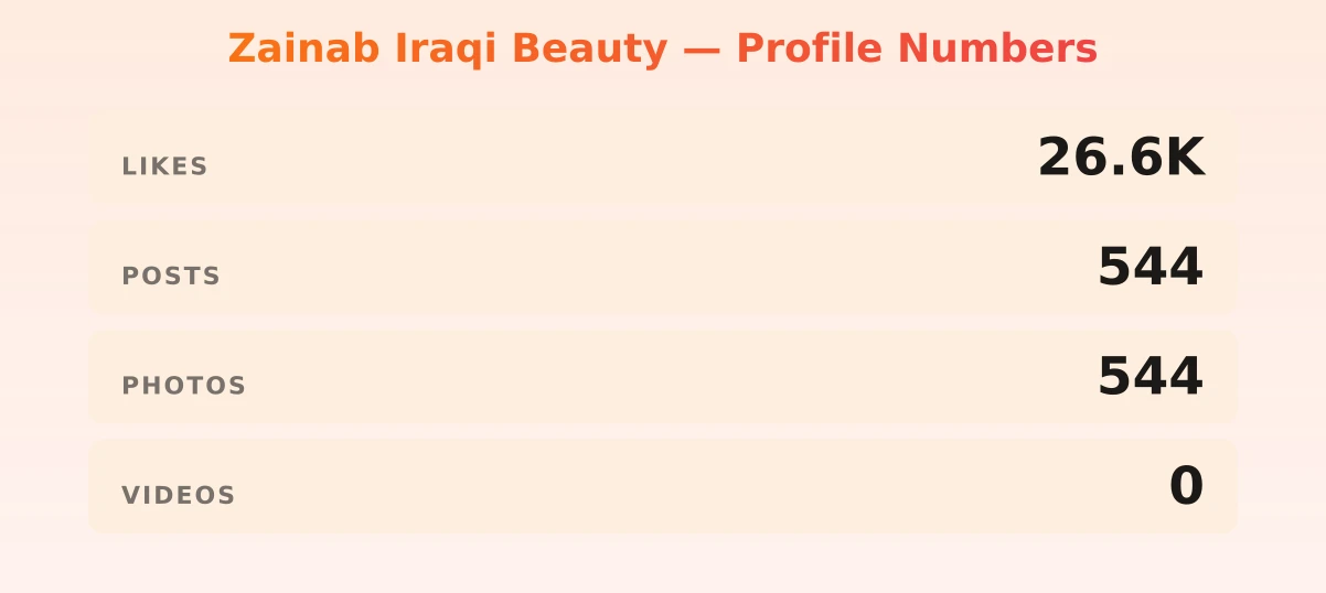 Zainab Iraqi Beauty — content metrics